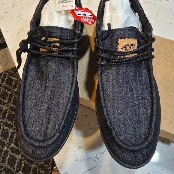 Vans Forager Low Cut Black Denim Black V3780 Men's Size 10 LOAFER BOAT SHOE NEW - Picture 4 of 13